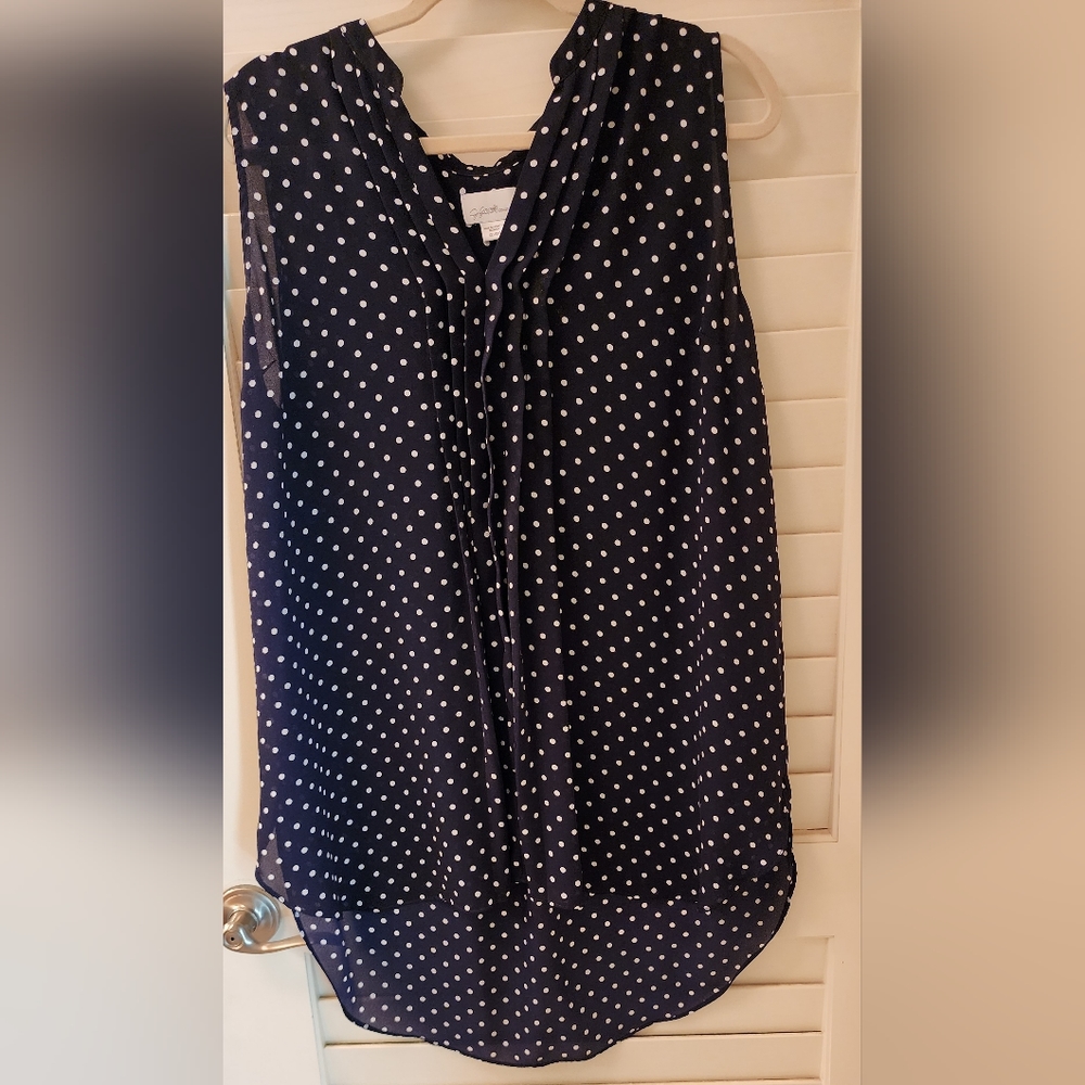 Navy Blue with Polka-dot Tank Blouse